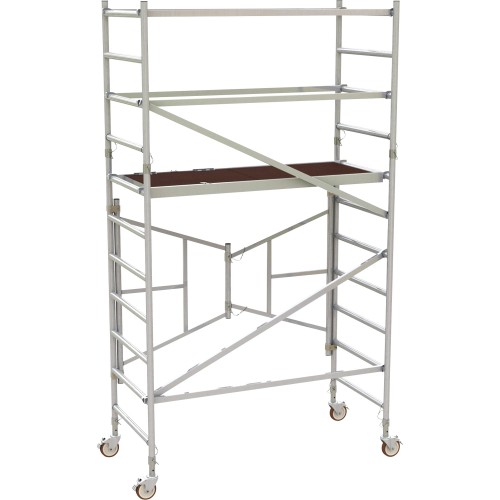 Metaltech 6ft. EasySet Aluminum Scaffold Tower with Guardrail — 800Lb
